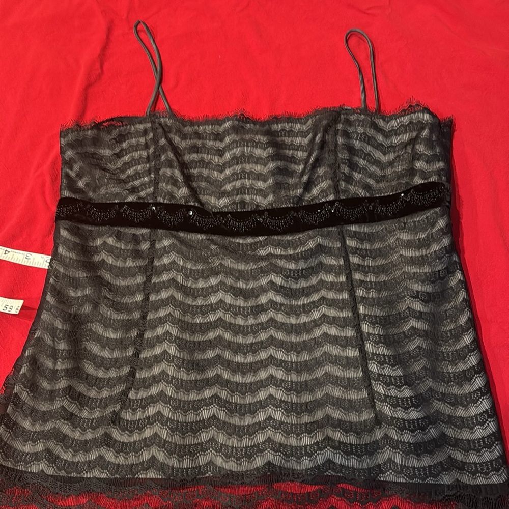 Black lace top. Beading under bust. Fully lined.